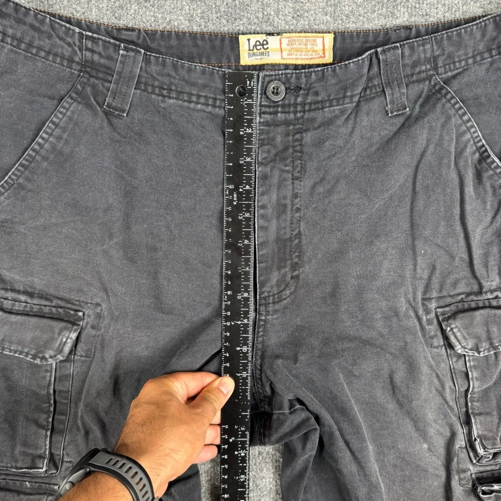 Lee Cargo Shorts Mens Size 36 Black Heavy Cotton Twill Relaxed Fit Dungarees